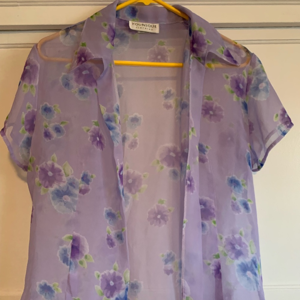 Floral Transparent Button Up